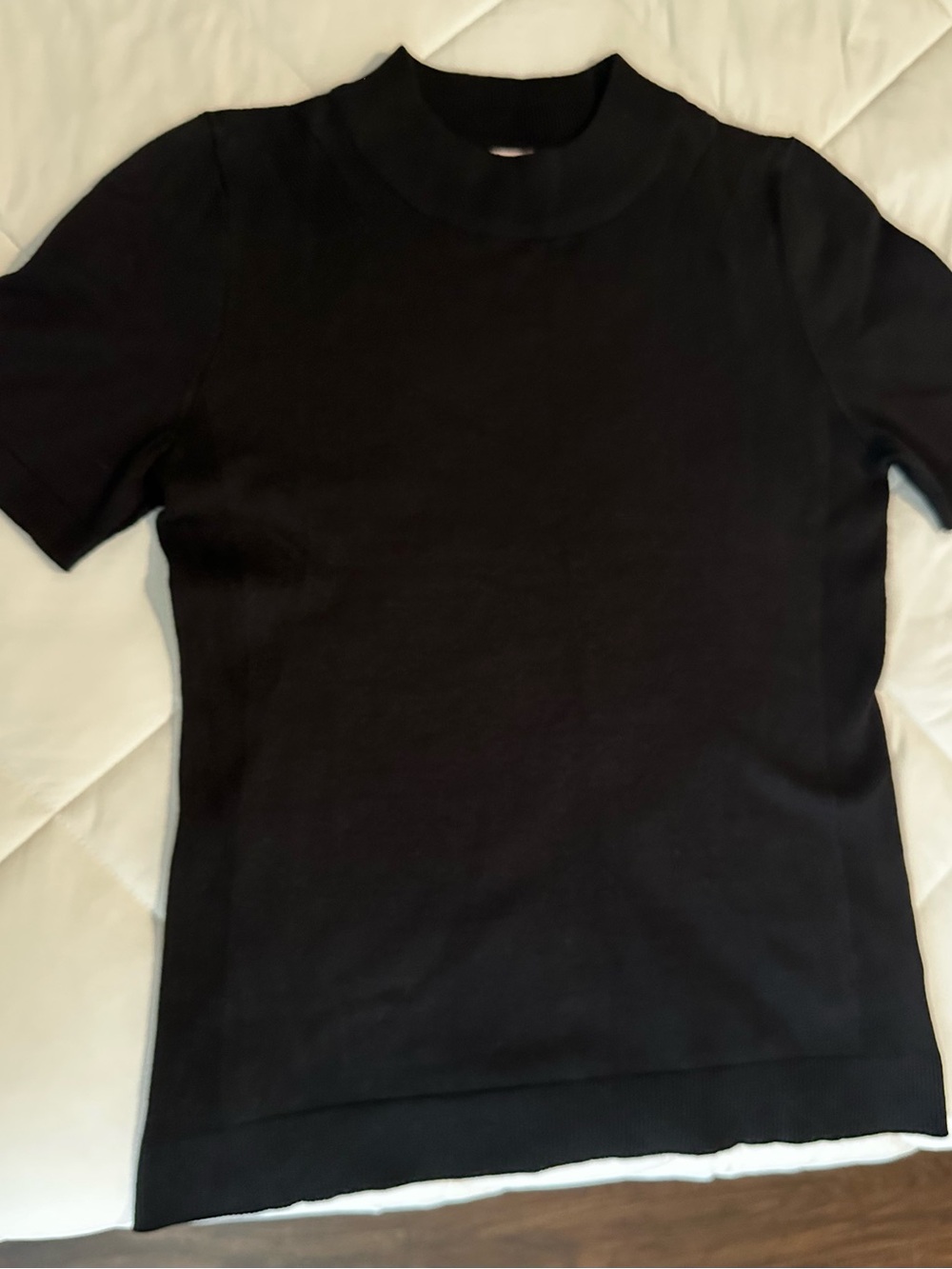 Allison Daley Black Short-Sleeve Mock Neck Top